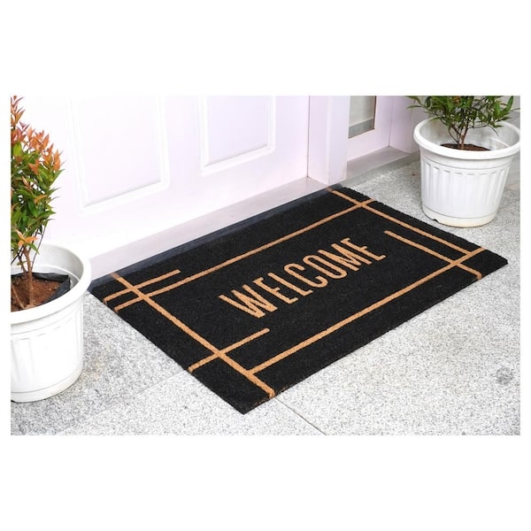 Doormat Oversized Black Base Geometric Border Mat Styling