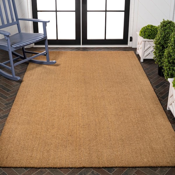 Doormat Oversized Natural Coir Herringbone Texture