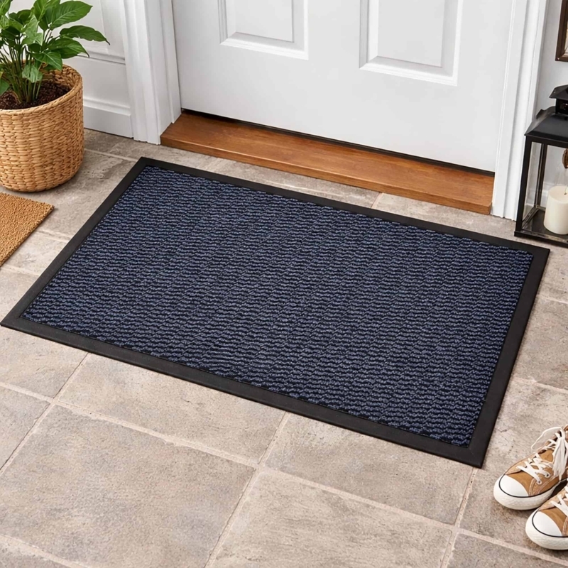Doormat Oversized Ribbed Texture Black Border Entryway Mat