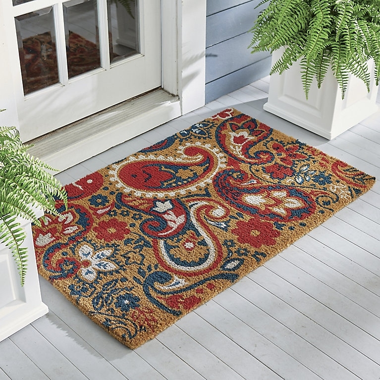 Doormat Paisley Pattern Patriotic Bristled Coir Mat