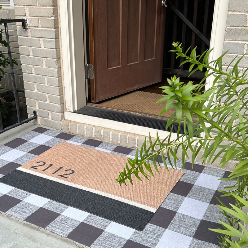 Doormat Personalized Address Buffalo Check Base House Number