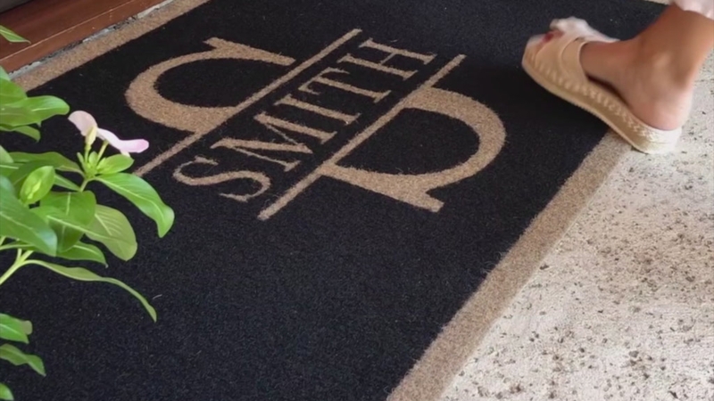 Doormat Personalized Monogram Graphic Black Tan Entryway