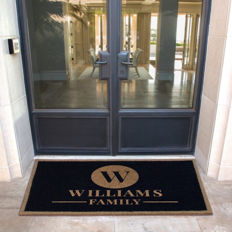 Doormat Personalized Monogram Wide Profile Black Front