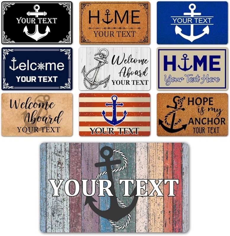 Doormat Personalized Nautical Anchor Mat Coastal Mudroom Decor