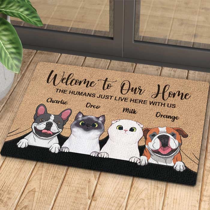 Doormat Personalized Pet Names Humorous Quote Custom Graphic Woven