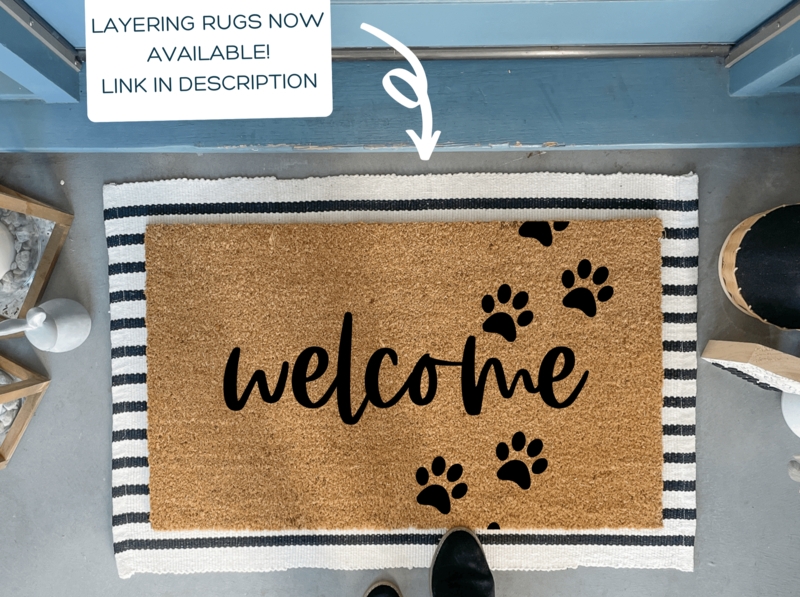Doormat Pet Friendly Paw Prints Layered Rug Styling Farmhouse Decor