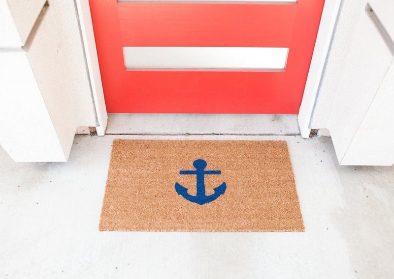 Doormat Printed Anchor Graphic Coir Like Texture Marine Themed Entry