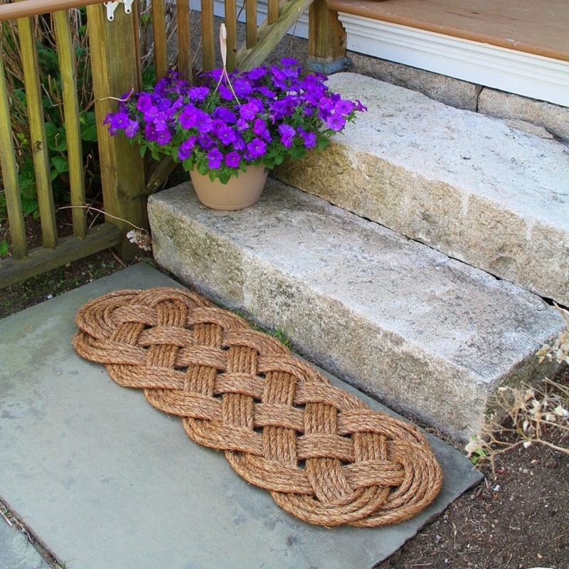 Doormat Prolong Knot Weave Hand Woven Tan Rope Nautical Style