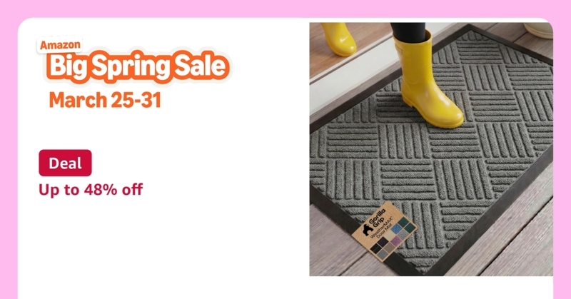 Doormat Raised Geometric Gray Heavy Duty Border Low Profile
