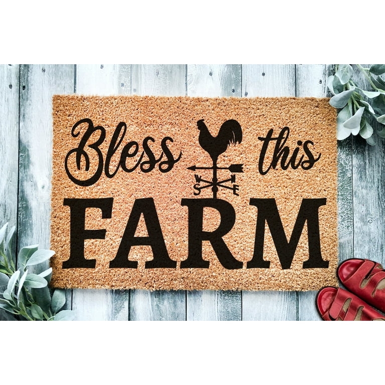 Doormat Rooster Weather Vane Graphic Coir Textured Natural Farm Doormat