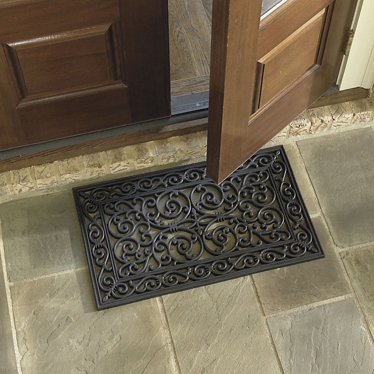 Doormat Rubber Open Work Design Traditional Filigree Scrollwork