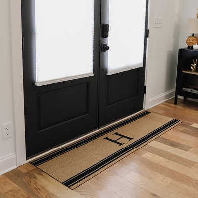 Doormat Runner Length Serif Monogram Striped Pattern