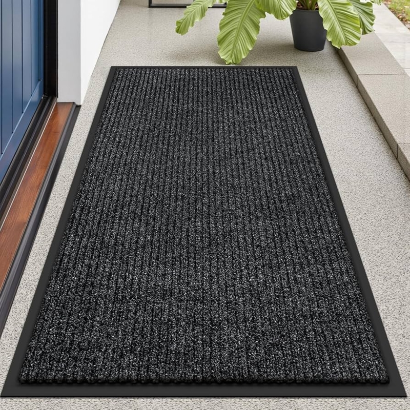 Doormat Runner Ribbed Surface Charcoal Mottled Color Heavy Duty