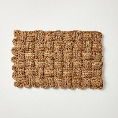 Doormat Scalloped Edge Welcome Mat Chunky Basketweave Natural Fiber