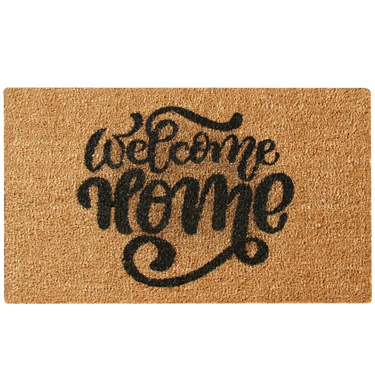 Doormat Script Lettering Coir Fiber Natural Welcome Home Message