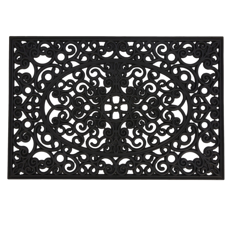 Doormat Scrollwork Pattern Openwork Design Matte Rubber Traditional