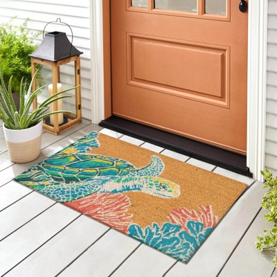 Doormat Sea Turtle Graphic Vibrant Palette Tropical Sea Turtle Doormat