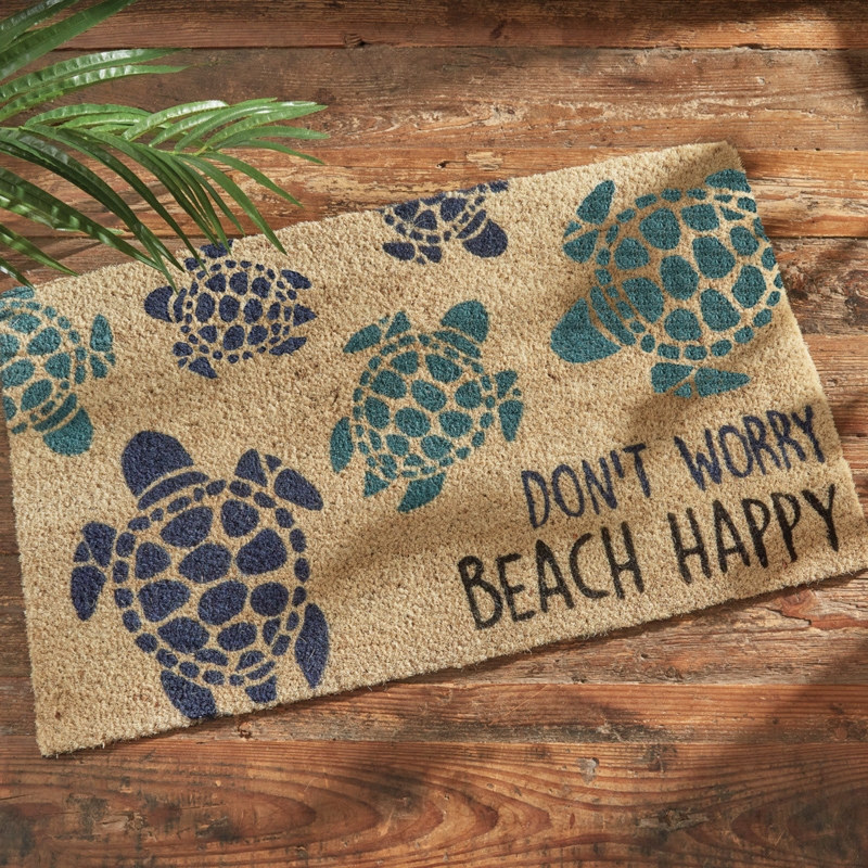 Doormat Sea Turtle Motif Punny Text Coir Material Coastal Theme