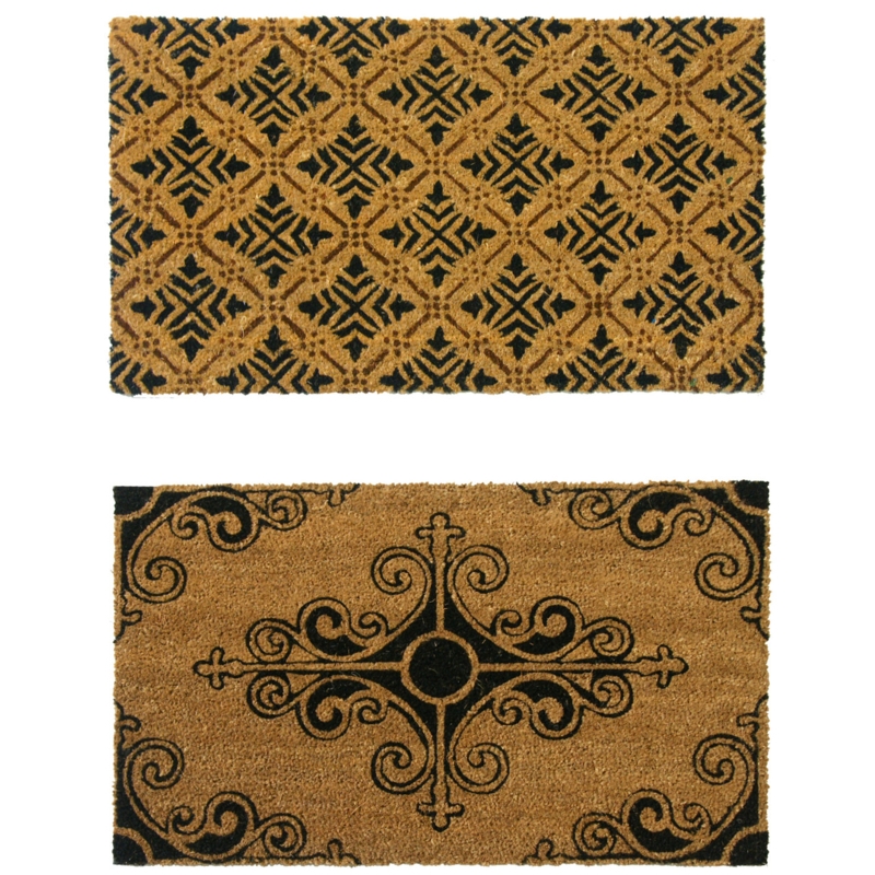 Doormat Set French Country Diamond Pattern Scrollwork