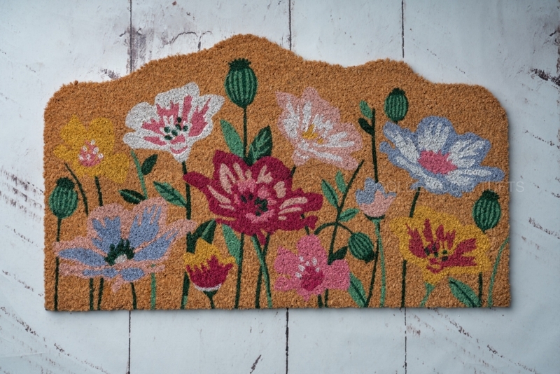 Doormat Shaped Coir Garden Mat Contoured Top Edge Whimsical Style