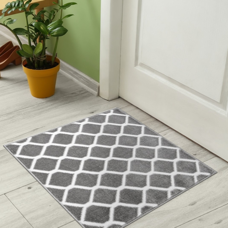 Doormat Square Silhouette Geometric Lattice Pattern Low Profile