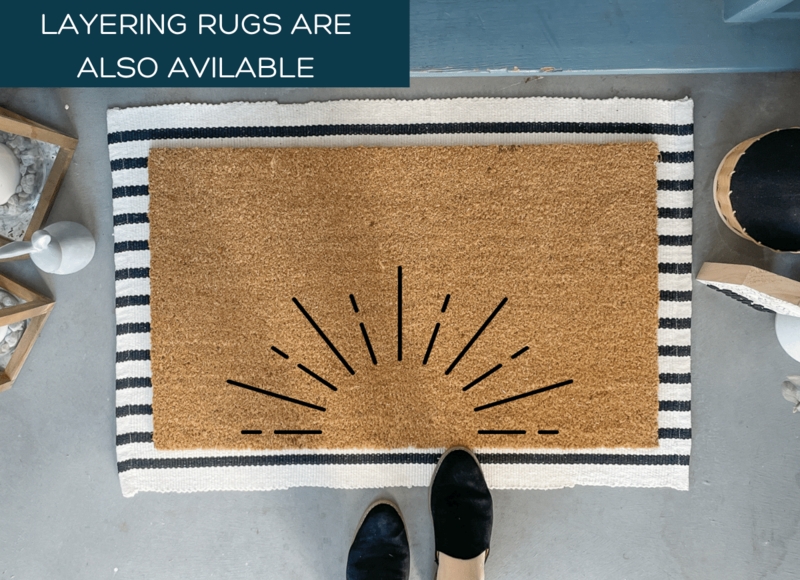 Doormat Starburst Pattern Layered Entryway Rug Styling Coir Natural