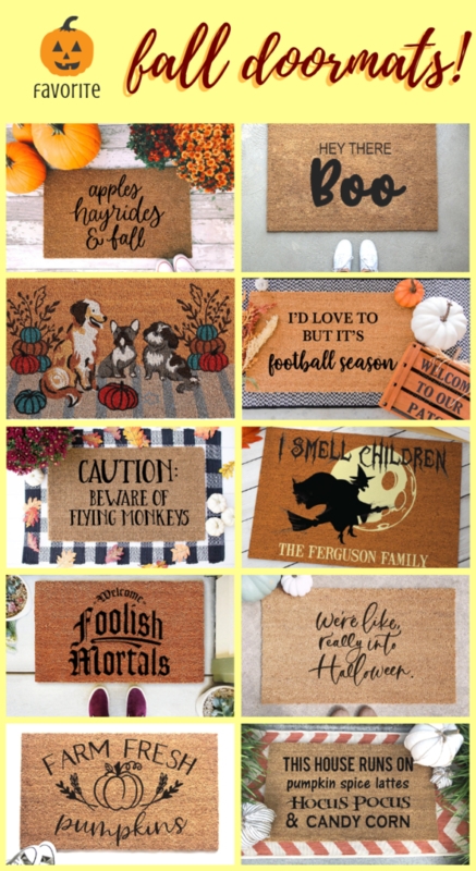 Doormat Stenciled Seasonal Typography Halloween Themes Natural Fiber