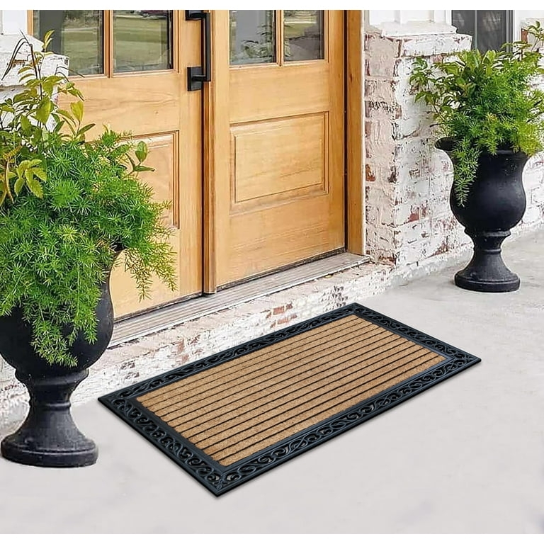 Doormat Striped Fiber Inserts Large Rubber and Coir