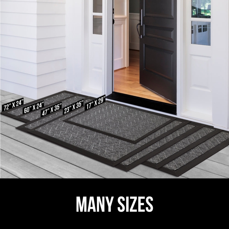 Doormat Textured Charcoal Low Profile Rubber Border Entryway