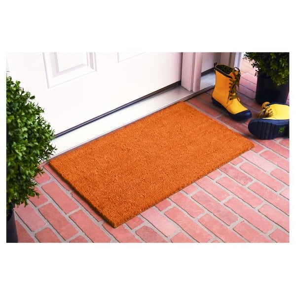 Doormat Thick Bristle Texture Saturated Orange Natural Fiber Front Door