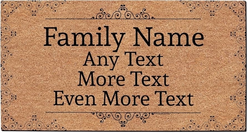 Doormat Traditional Scrollwork Border Mat with Customizable Text
