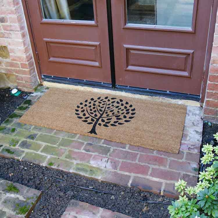 Doormat Tree Stencil Coarse Fiber Texture Natural Fiber Tree