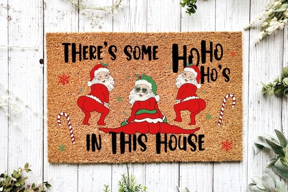 Doormat Twerking Santa Graphic Coir, Pop Culture Reference, Cheeky Twerking Santa Doormat