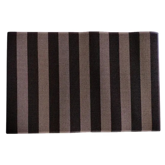 Doormat Vertical Stripes Ribbed Texture Brown Tan Utilitarian