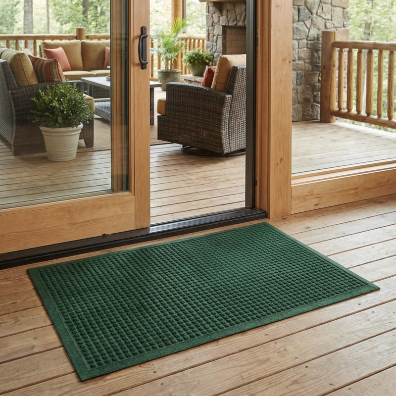 Doormat Waffle Texture Large Forest Green Entry Mat