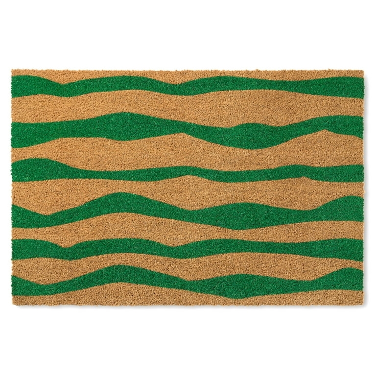 Doormat Wavy Green Stripes Abstract Landscape Motif Coarse Texture