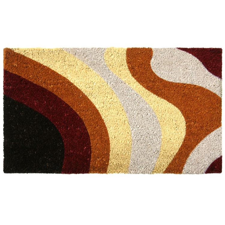 Doormat Wavy Streak Pattern Earthy Palette Retro Wavy Pattern