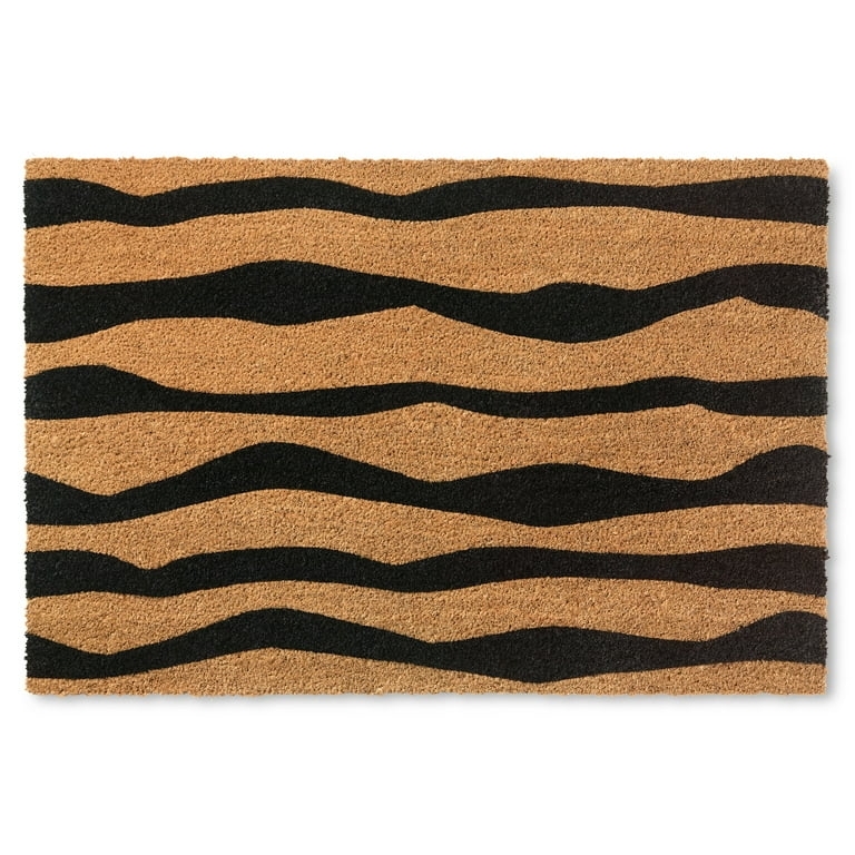 Doormat Wavy Stripe Pattern Black Graphic Organic Modern Style