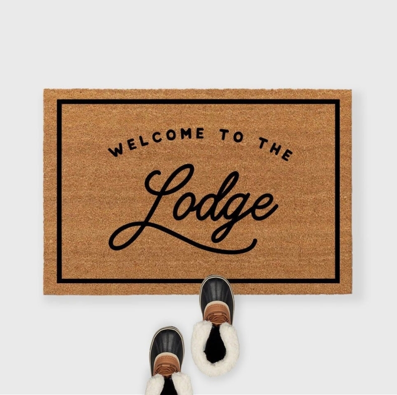 Doormat with Lodge Typography, Script Font, Coir Texture, Natural Tan