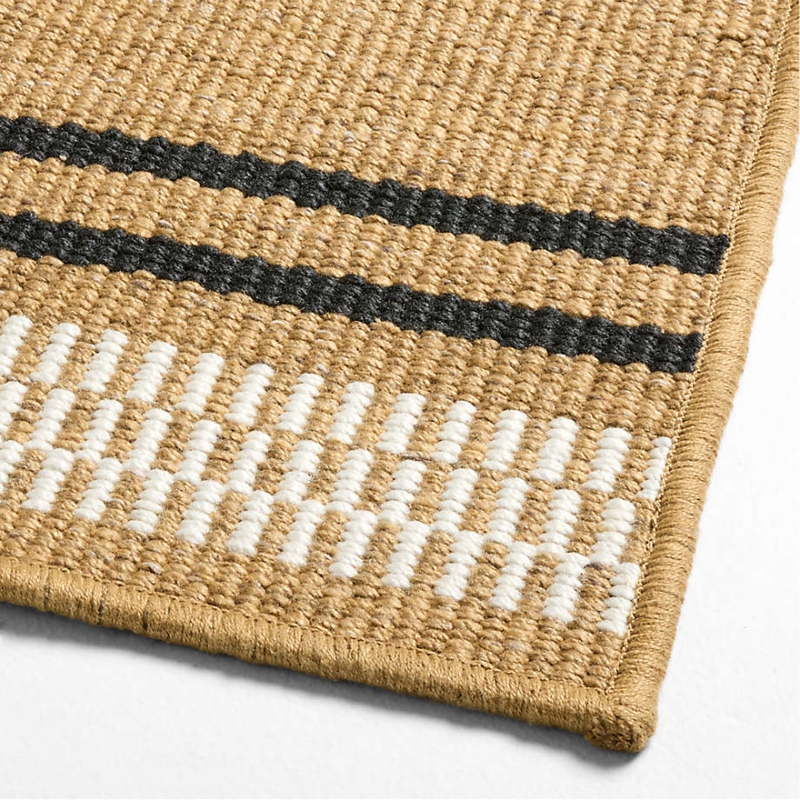 Doormat Woven Horizontal Stripes Dashed Border Modern Mat