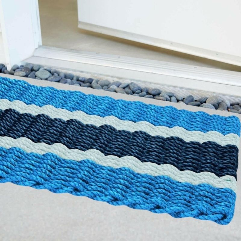 Doormat Woven Lobster Rope Texture Stripes Weatherproof Rope Door Mat
