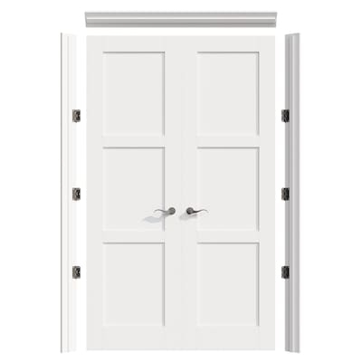 Double Interior Door 3-Panel Shaker Dark Hardware Transitional