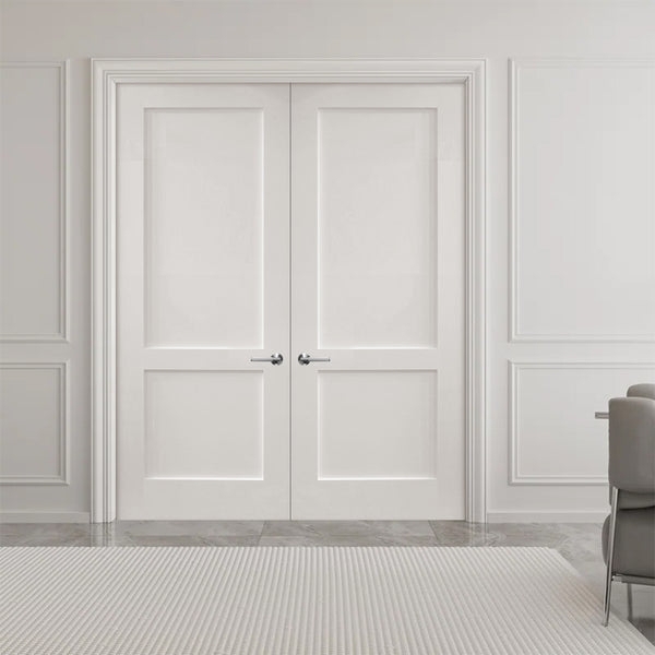 Double Interior Doors Shaker 2-Panel Silver Levers Classic Design