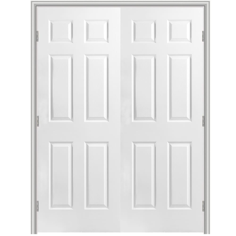 Double Interior Doors Six-Panel Recessed Traditional Classic Style