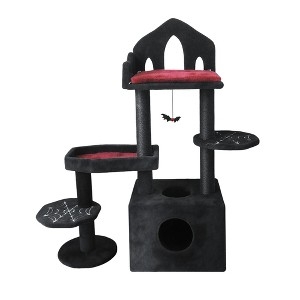Dramatic Gothic Cat Tree Spiderweb Pattern & Arch
