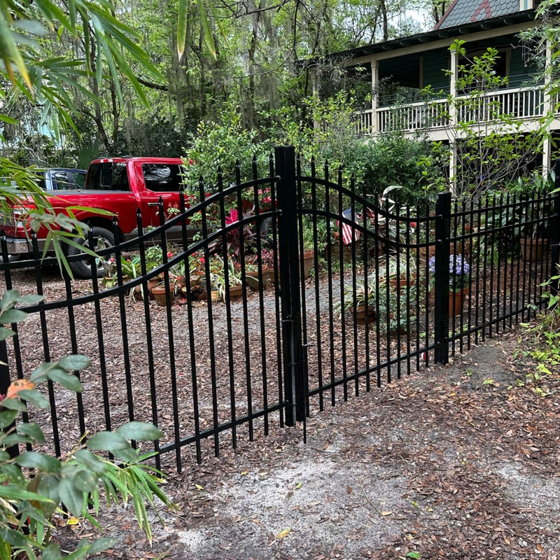 Driveway Gate Arched Spear Point Tops Black Metal Estate Design