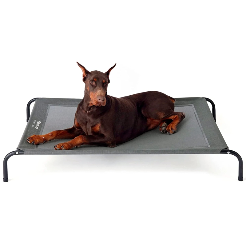 Elevated Dog Bed Grey Breathable Mesh with Curved Metal Legs Cot