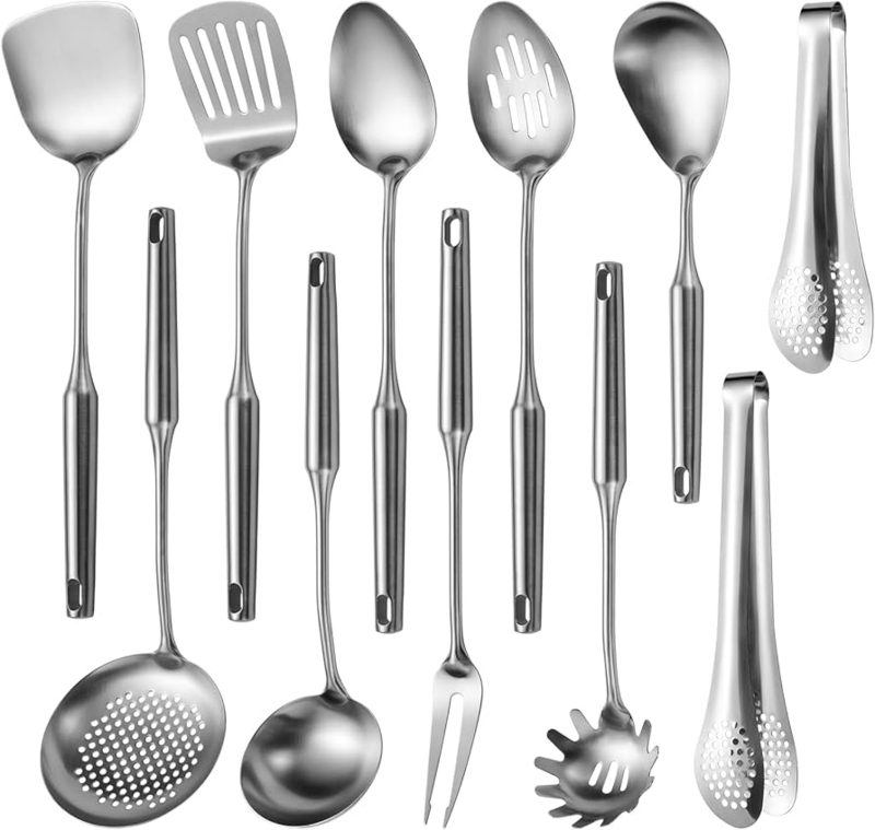 Eleven-Piece Kitchen Utensil Set, Long Handle Polished