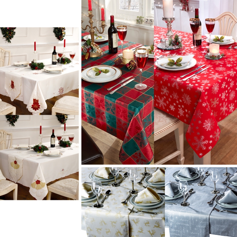 Embroidered Holiday Tablecloth Scalloped Edge Detail