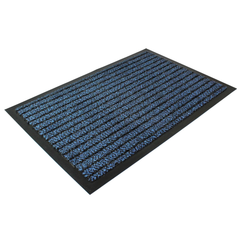 Entrance Mat Blue Ribbed Scraper Texture Heavy Duty Indoor Doormat